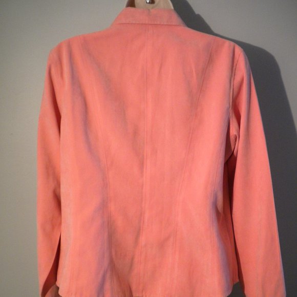Gorgeous, Salmon Color Faux Suede Long Sleeve Shirt - Picture 4 of 4